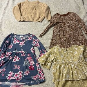 Floral and Patterned Dresses and Sweater Set
